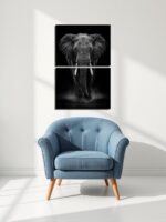 Dark Sovereign Elephant Canvas Wall Art 2 Rectangles