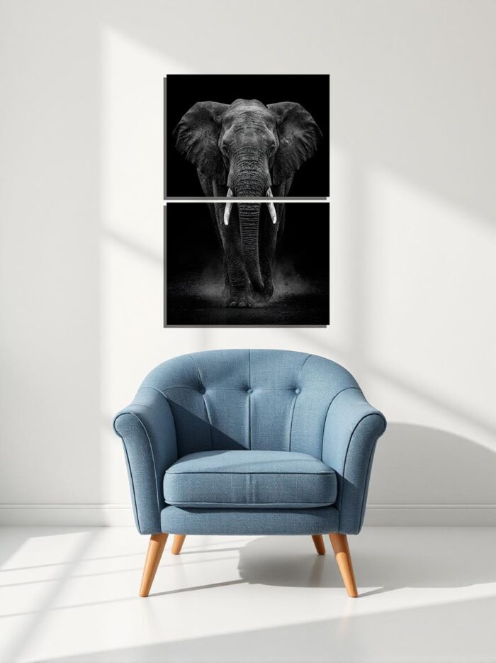 Dark Sovereign Elephant Canvas Wall Art 2 Rectangles