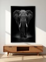 Dark Sovereign Elephant Canvas Wall Art Size A01 Black Floating Frame