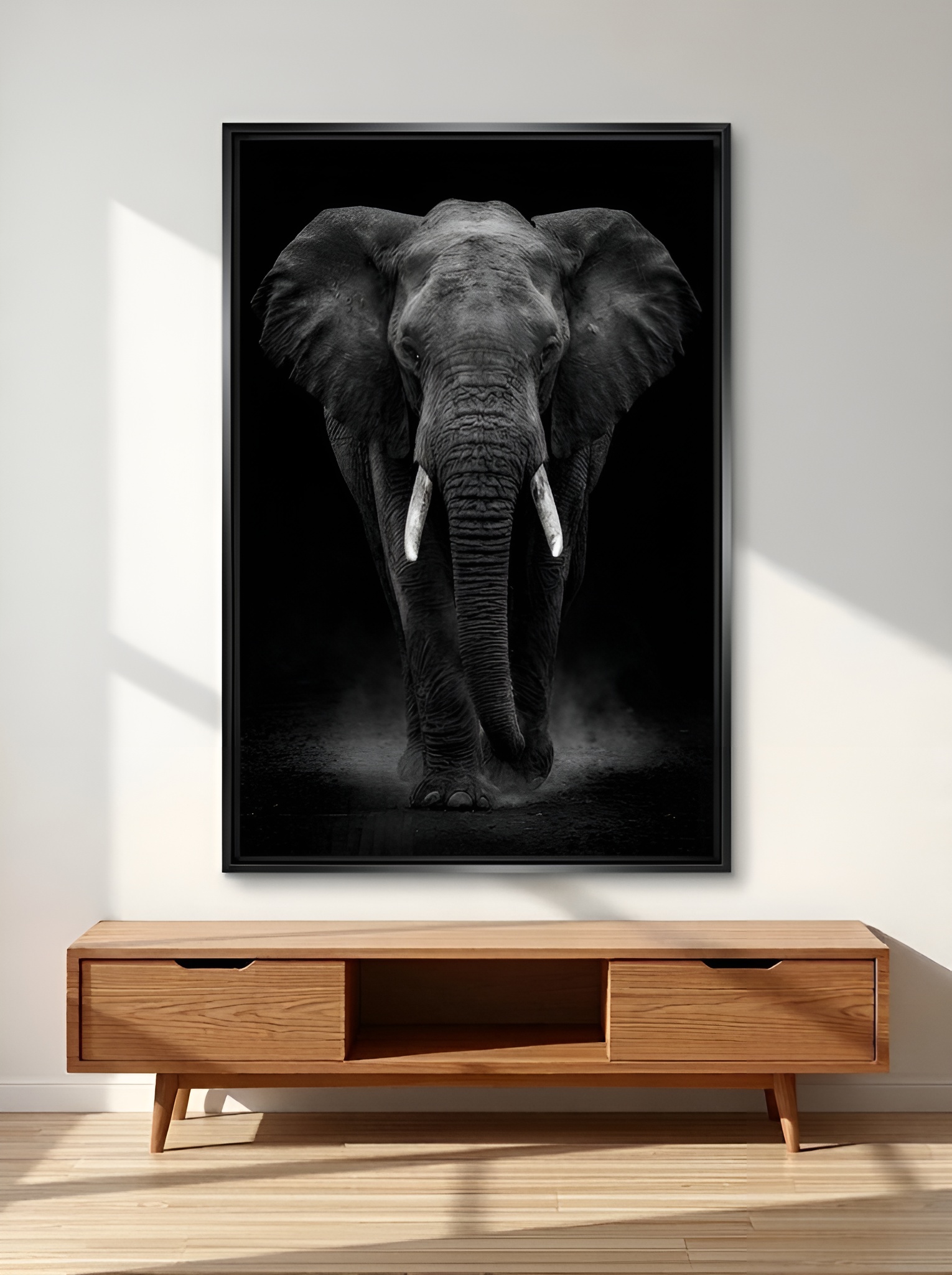 Dark Sovereign Elephant Canvas Wall Art Size A01 Black Floating Frame Dark Sovereign Elephant Canvas Wall Art Size A01 Black Floating Frame