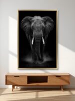 Dark Sovereign Elephant Canvas Wall Art Size A01 Gold Floating Frame