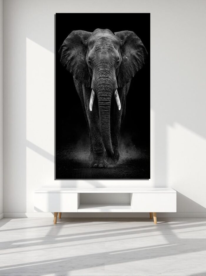 Dark Sovereign Elephant Canvas Wall Art Size A02