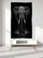 Dark Sovereign Elephant Canvas Wall Art Size A02 Black Floating Frame