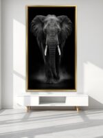Dark Sovereign Elephant Canvas Wall Art Size A02 Gold Floating Frame