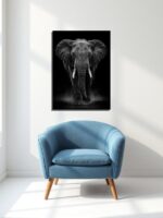 Dark Sovereign Elephant Canvas Wall Art Size A1