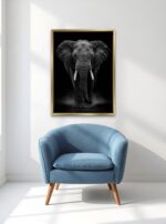 Dark Sovereign Elephant Canvas Wall Art Size A1 Gold Floating Frame