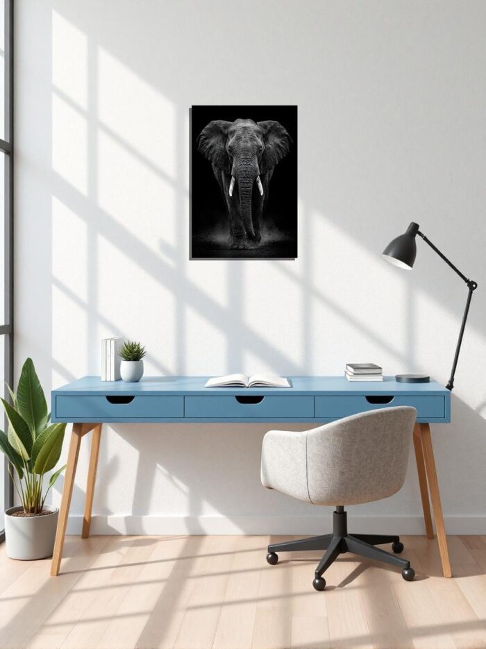 Dark Sovereign Elephant Canvas Wall Art Size A2