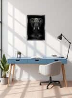 Dark Sovereign Elephant Canvas Wall Art Size A2 Black Floating Frame