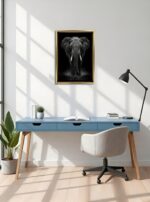 Dark Sovereign Elephant Canvas Wall Art Size A2 Gold Floating Frame
