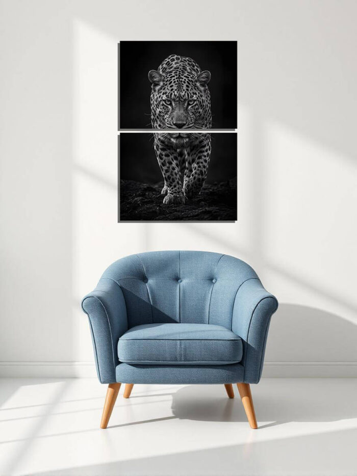 Shadow Stalker Leopard Canvas Wall Art 2 Rectangles