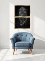 Shadow Stalker Leopard Canvas Wall Art 2 Rectangles Gold Floating Frame