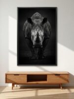 Silent Rampage Rhino Canvas Wall Art Size A01 Black Floating Frame