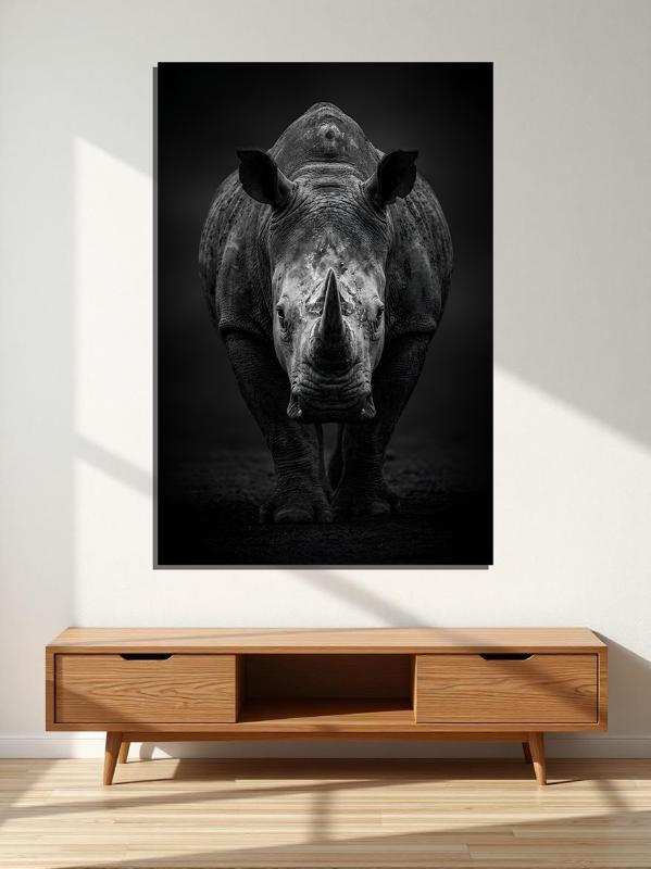Silent Rampage Rhino Canvas Wall Art Size A01