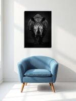 Silent Rampage Rhino Canvas Wall Art Size A1