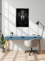 Silent Rampage Rhino Canvas Wall Art Size A2 Black Floating Frame