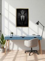 Silent Rampage Rhino Canvas Wall Art Size A2 Gold Floating Frame