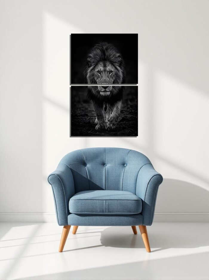 The Silent Reign Lion Canvas Wall Art 2 Rectangles
